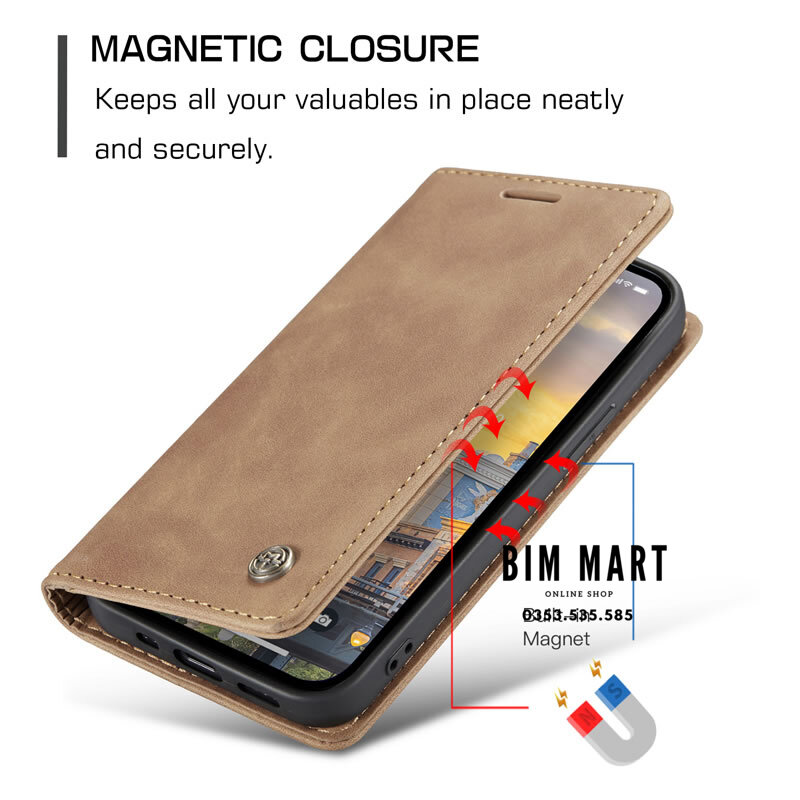 Bao da cao cấp dành cho iPhone 14 Pro Max dạng ví chính hãng Caseme - Hàng Nhập Khẩu