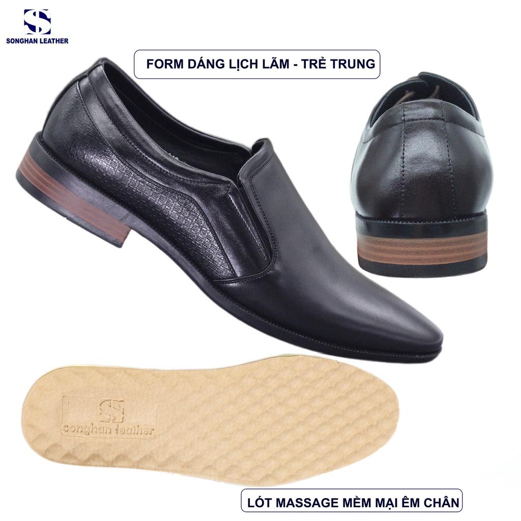 Giày Nam Công Sở Da Bò Nappa Khâu Tay Cao Cấp Songhan Leather SM01. Giày Lười Da Đế Cao Su– Bảo Hành 12 Tháng