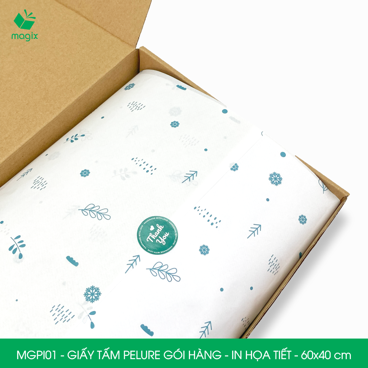 MGPI01 - Combo 100 tấm giấy Pelure gói hàng in họa tiết - 60x40 cm