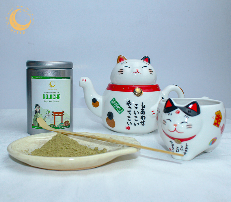Hộp Bột Trà Rang Nhật Bản Hojicha Moonstar 30g Nguyên Chất Nhập Khẩu Nhật Bản