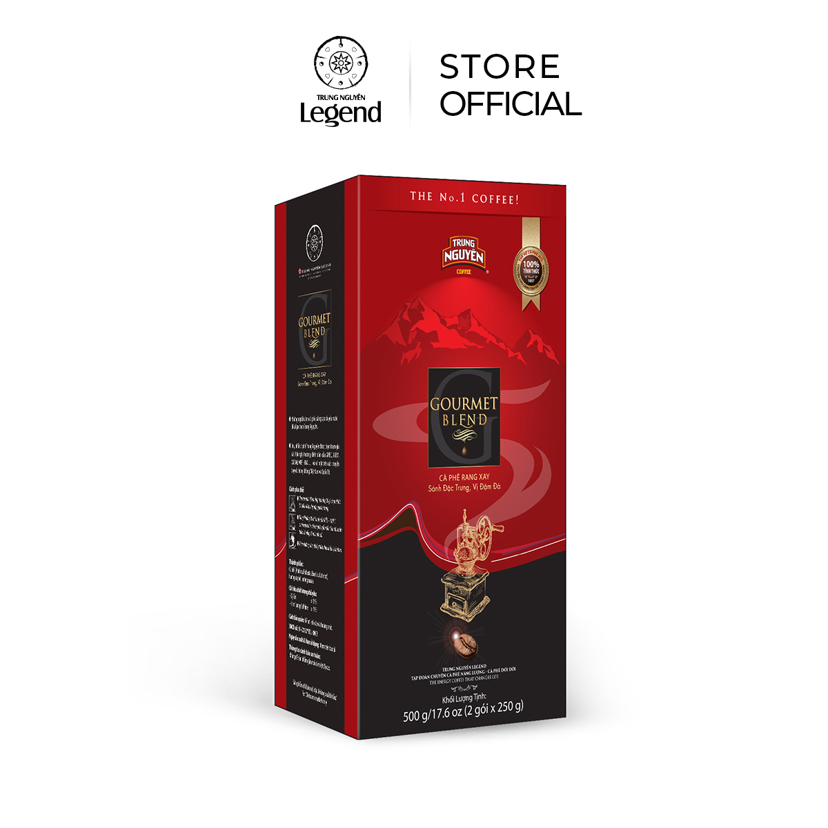 Cà phê Gourmet Blend Trung Nguyên Legend - Rang Xay (Arabica, Robusta, Cherry và Catimor) - Hộp 500gr
