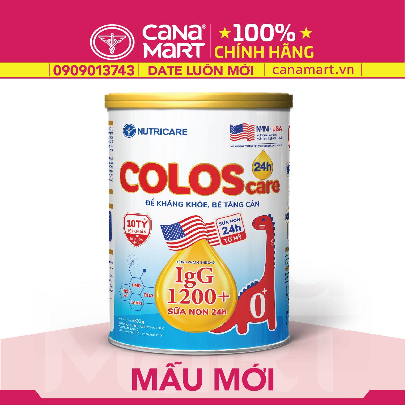 Sữa non Nutricare ColosCare 0+ hỗ trợ tiêu hóa, tăng cường hệ miễn dịch (800g)