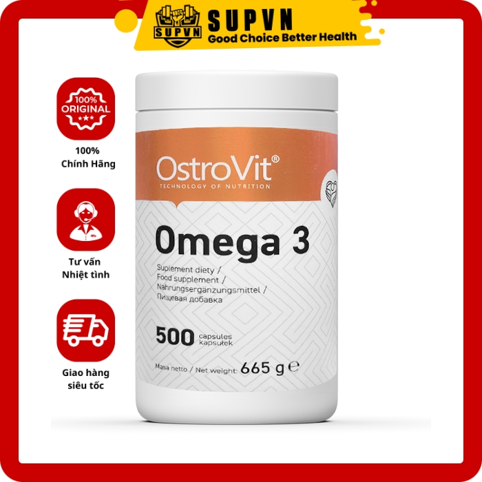 OstroVit Omega 3 (500 viên) - Hỗ Trợ Sức Khỏe Tim, Não Bộ và Mạch Máu