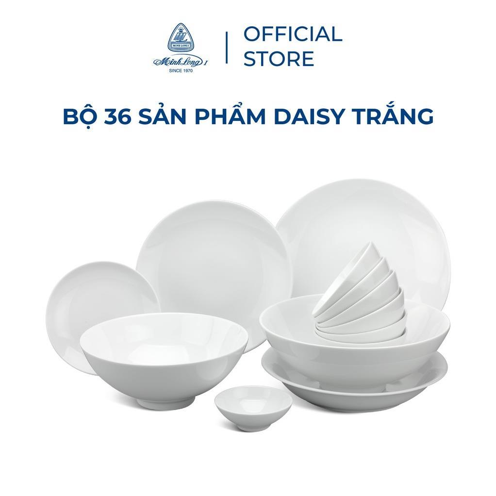 Bộ chén dĩa sứ Minh Long 36 sản phẩm - Daisy - Trắng