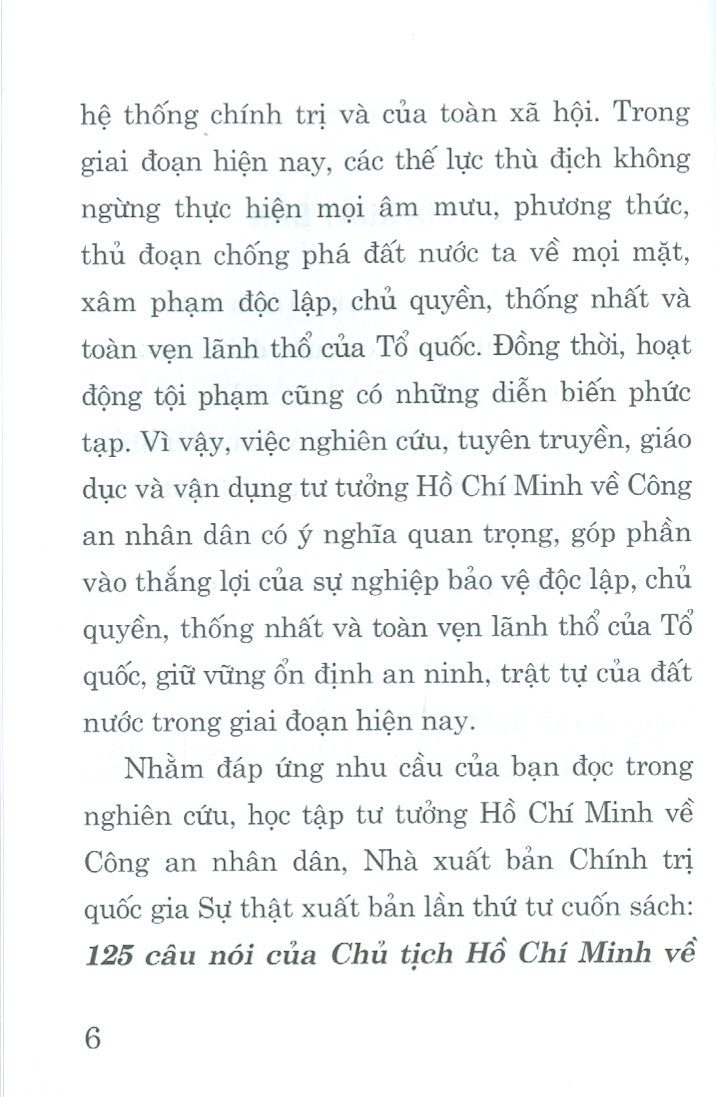 125 câu nói của chủ tịch Hồ Chí Minh về công an nhân dân