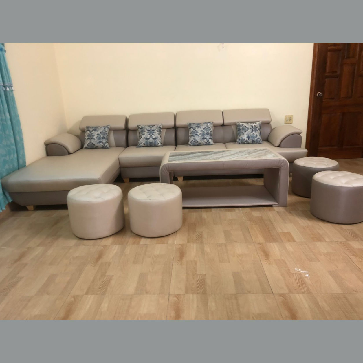 Bộ bàn ghế sofa da phòng khách góc chữ L giá rẻ