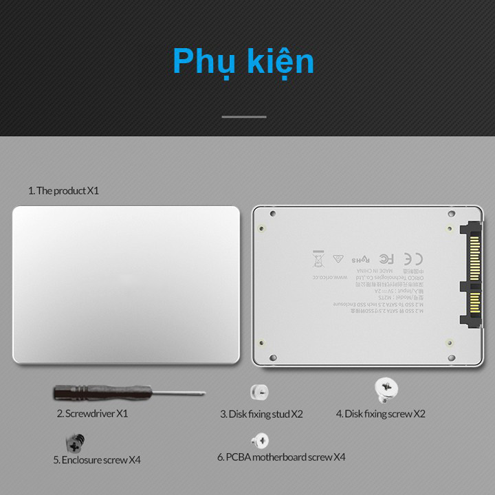 Adapter MS2TS chuyển M.2 SATA hoặc mSATA sang 2.5 inch SATA