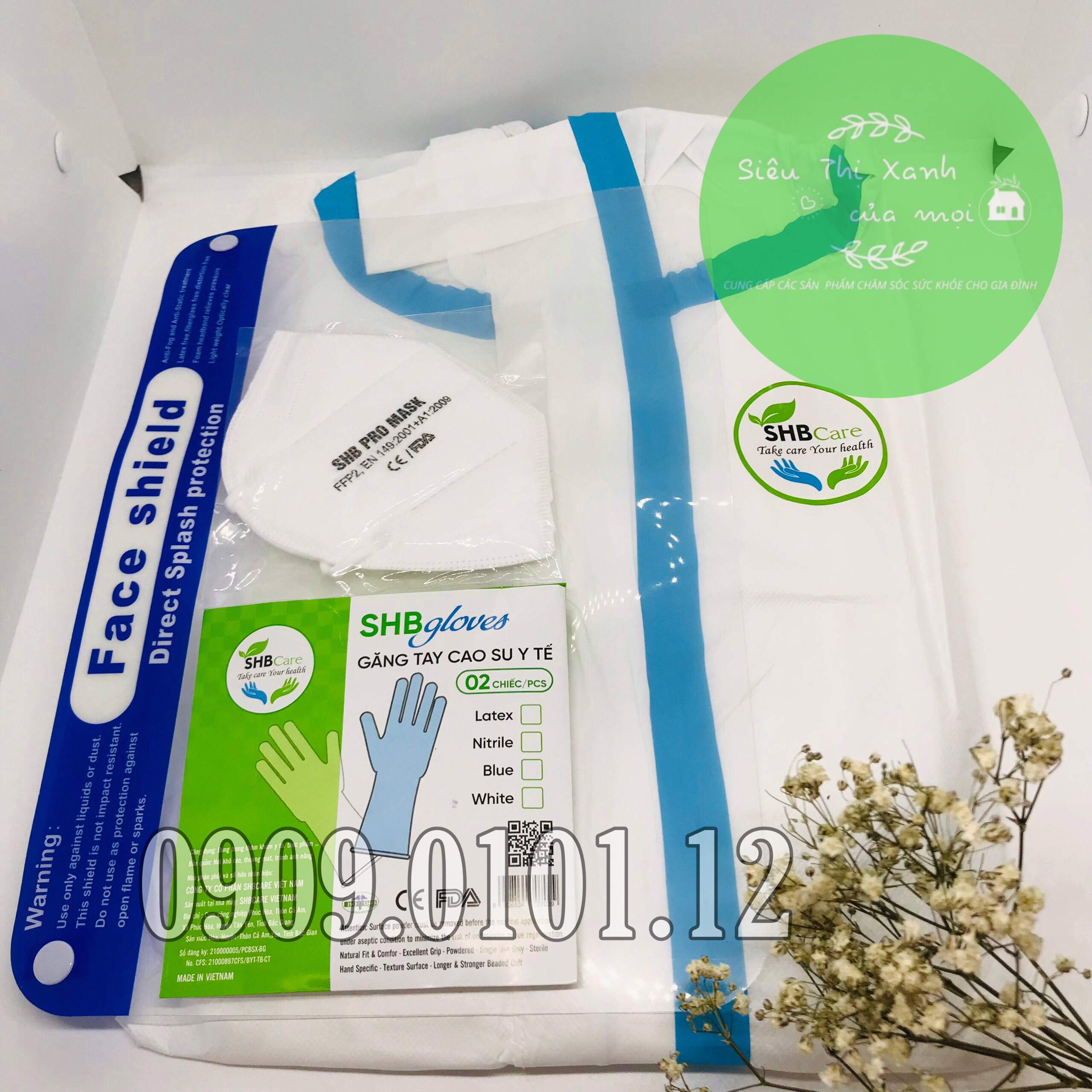 Đồ bảo hộ y tế level 3 7 món cao cấp SHB pro mask đầy đủ giấy kiểm định