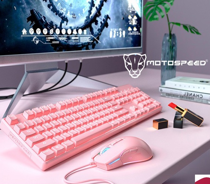 Bộ phím chuột Motospeed Combo CK700 PINK VERSION-hàng chính hãng