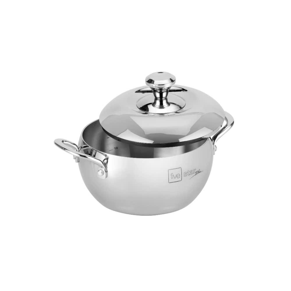 NỒI FIVESTAR INOX 304 LIỀN KHỐI, HÌNH TRÁI TÁO, SIZE 18 CM, NẮP INOX; DÙNG ĐƯỢC TRÊN MỌI LOẠI BẾP KỂ CẢ BẾP TỪ.