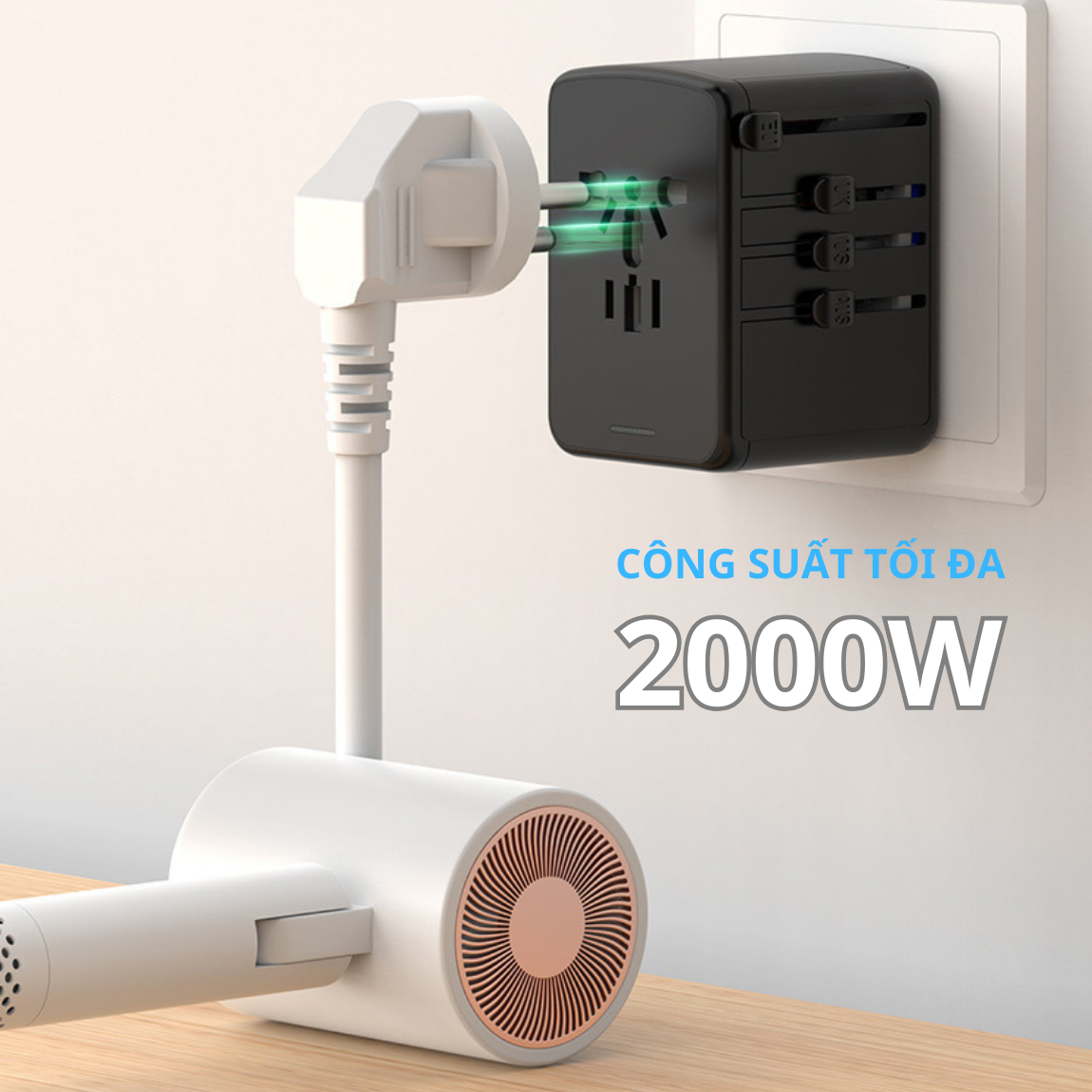 Ổ cắm điện Tamayoko sạc nhanh PD 35W Type C + USB cắm tải 2000W cho điện thoại/máy tính/ thiết bị gia dụng cỡ nhỏ