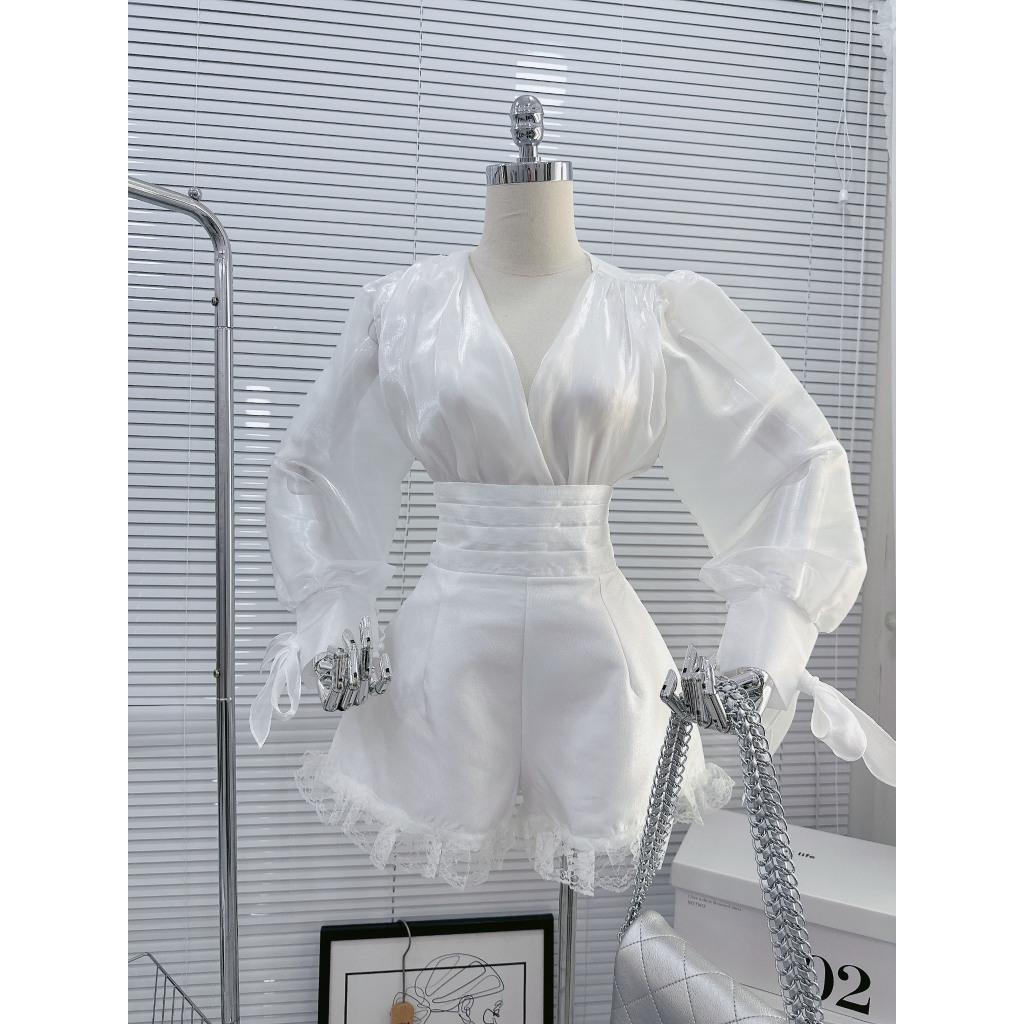 Set bộ nữ, áo voan tơ kèm quần short chất voan sang chảnh Trendy Clothing