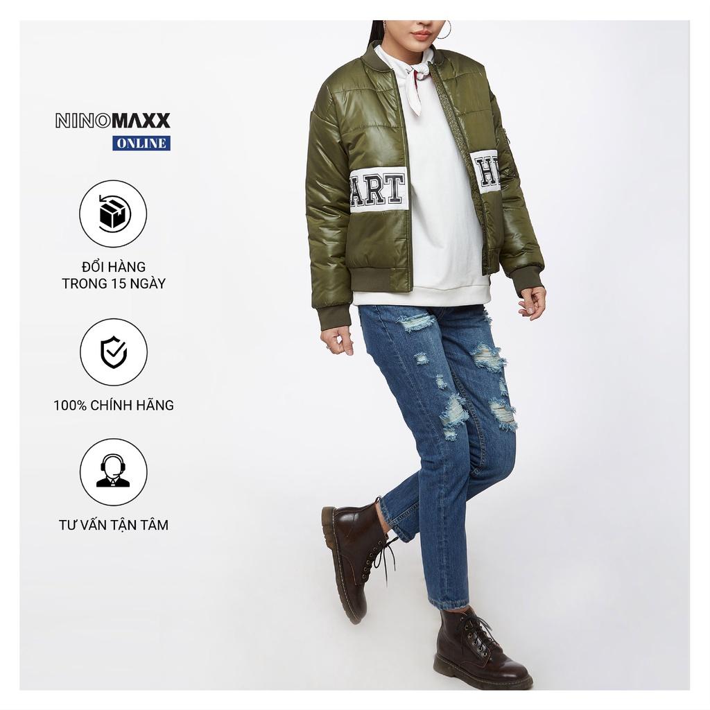 Quần jean nữ Ninomaxx ống rách thời trang mã 1904038