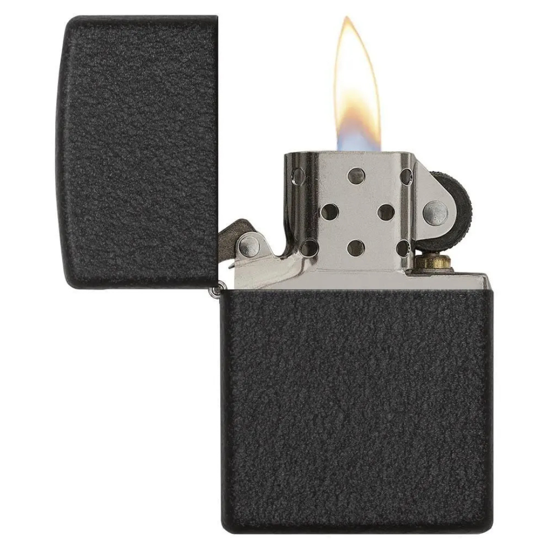 Bật Lửa Zippo Chính Hãng Mỹ Black Crackle 236 Đen Nhám Sần Cầm Chắc Tay