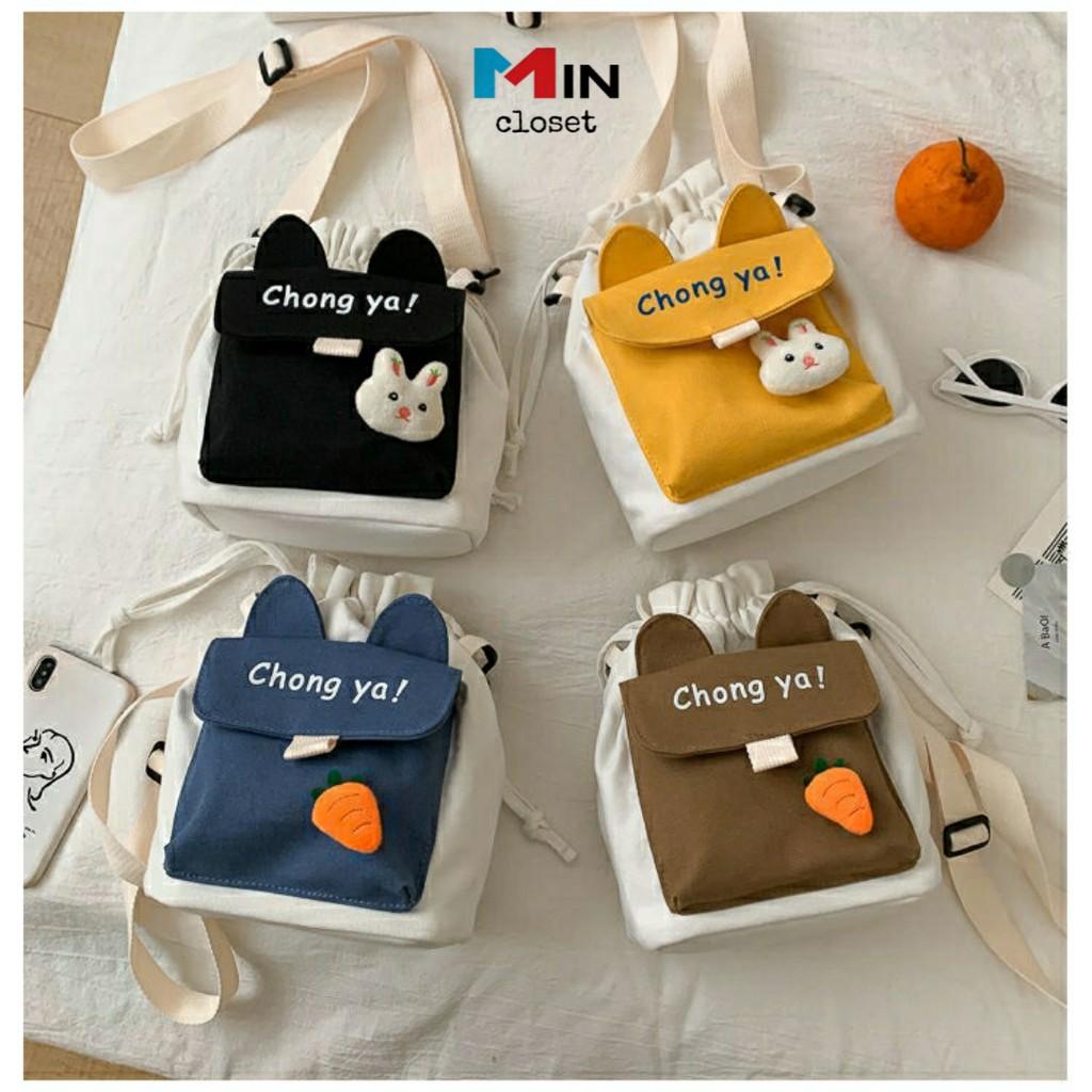 Túi đeo chéo Túi vải mini tai thỏ siêu dễ thương thiết kế Hàn Quốc TV05