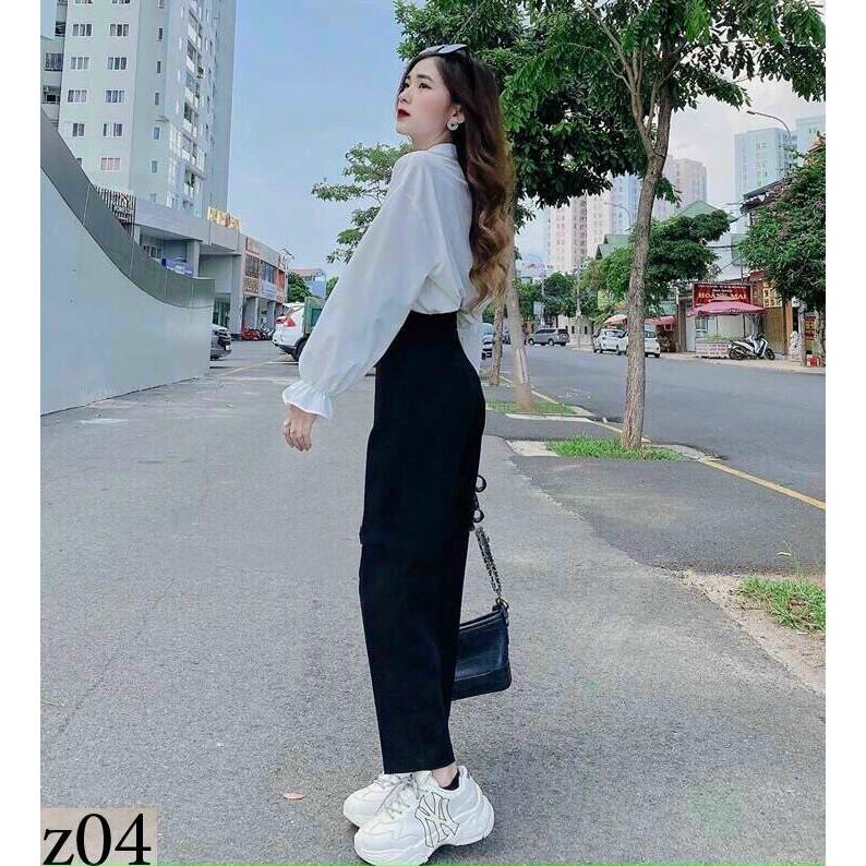 Set sơ mi trắng và quần năng động cho nàng