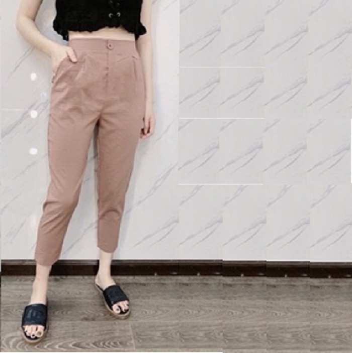 Quần baggy đính khuy chất đũi mềm mát