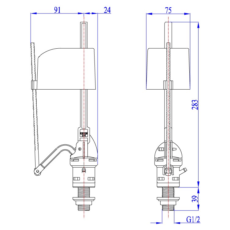 Trụ nhấn xả nước bàn cầu trụ cấp kim GT140K