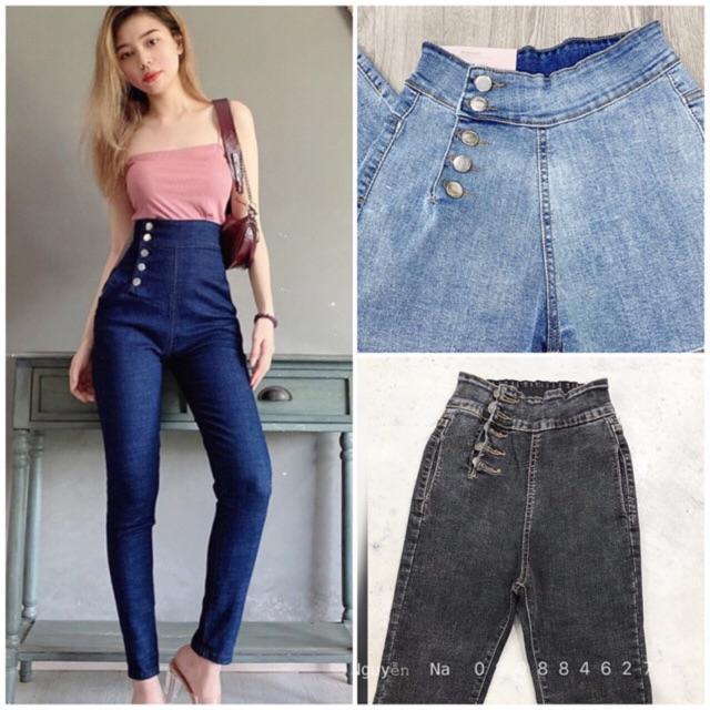 Quần jeans skinny ôm 5 nút hông- shop tự quay clip