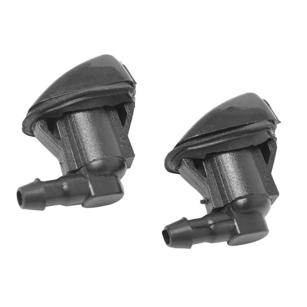 2x Black Windshield Wiper Jet Washer Nozzles for