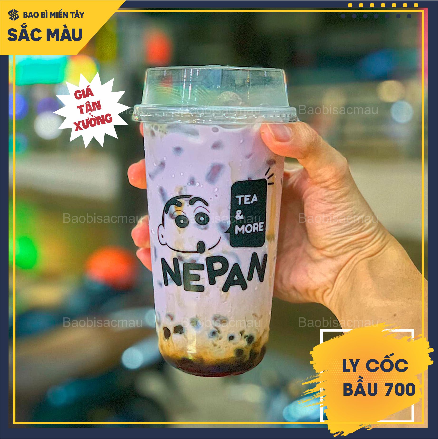 Sỉ 50 cốc nhựa/ ly nhựa đáy bầu 700ml kèm nắp