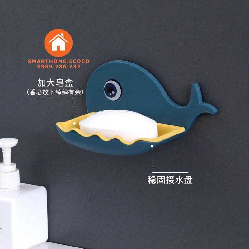 Khay Đựng Xà Phòng Hình Cá Heo 2 Lớp sử dụng miếng dán