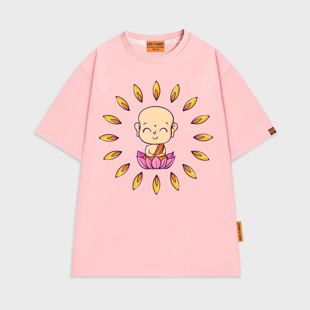Áo thun in hình Giác giả mỉm cười phúc hậu và vầng hào quang Buddha shirt BND561