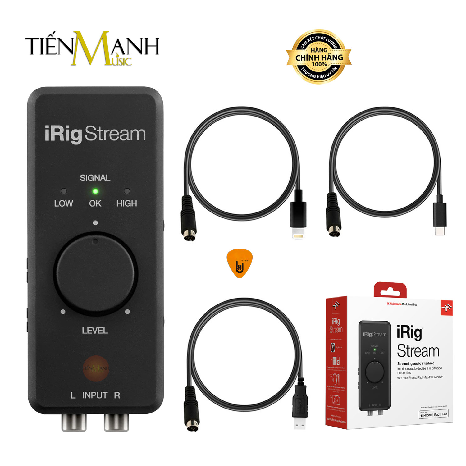 Soundcard Thu Âm LiveStream IK Multimedia iRig Stream Stereo Cho Điện Thoại Nối Audio Interface Live Hàng Chính Hãng - Kèm Móng Gẩy DreamMaker