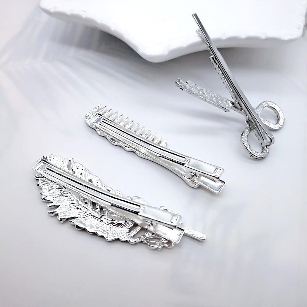 Set 3 Kẹp Tóc Đính Đá Lá Kéo Lược Hàn Quốc Cao Cấp