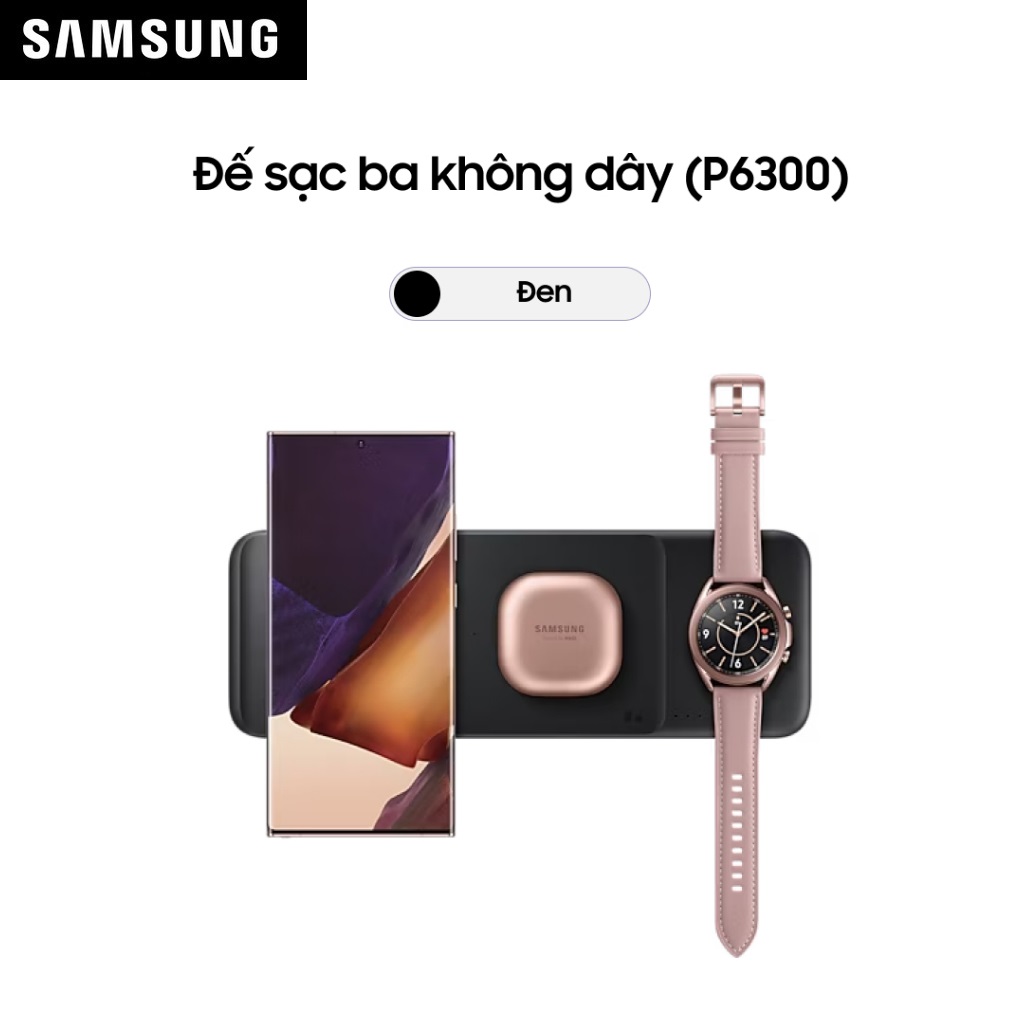 Đế sạc không dây Samsung Wireless Charger Trio (kèm củ 25W và cáp USB-C) EP-P6300 - Hàng Chính Hãng