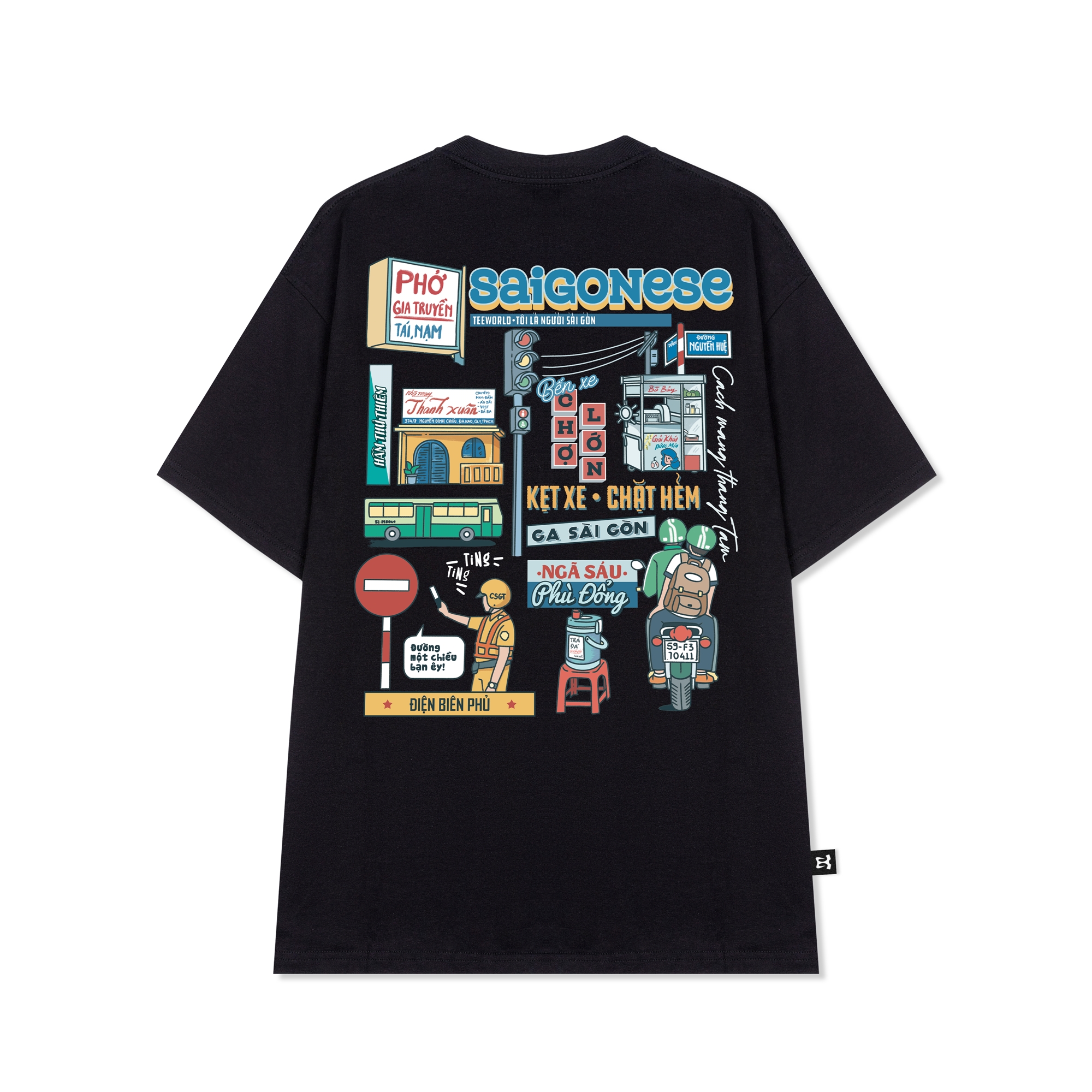 Áo thun Teeworld Saigon Traffic T-shirt Trắng Đen Form Rộng Unisex Nam Nữ