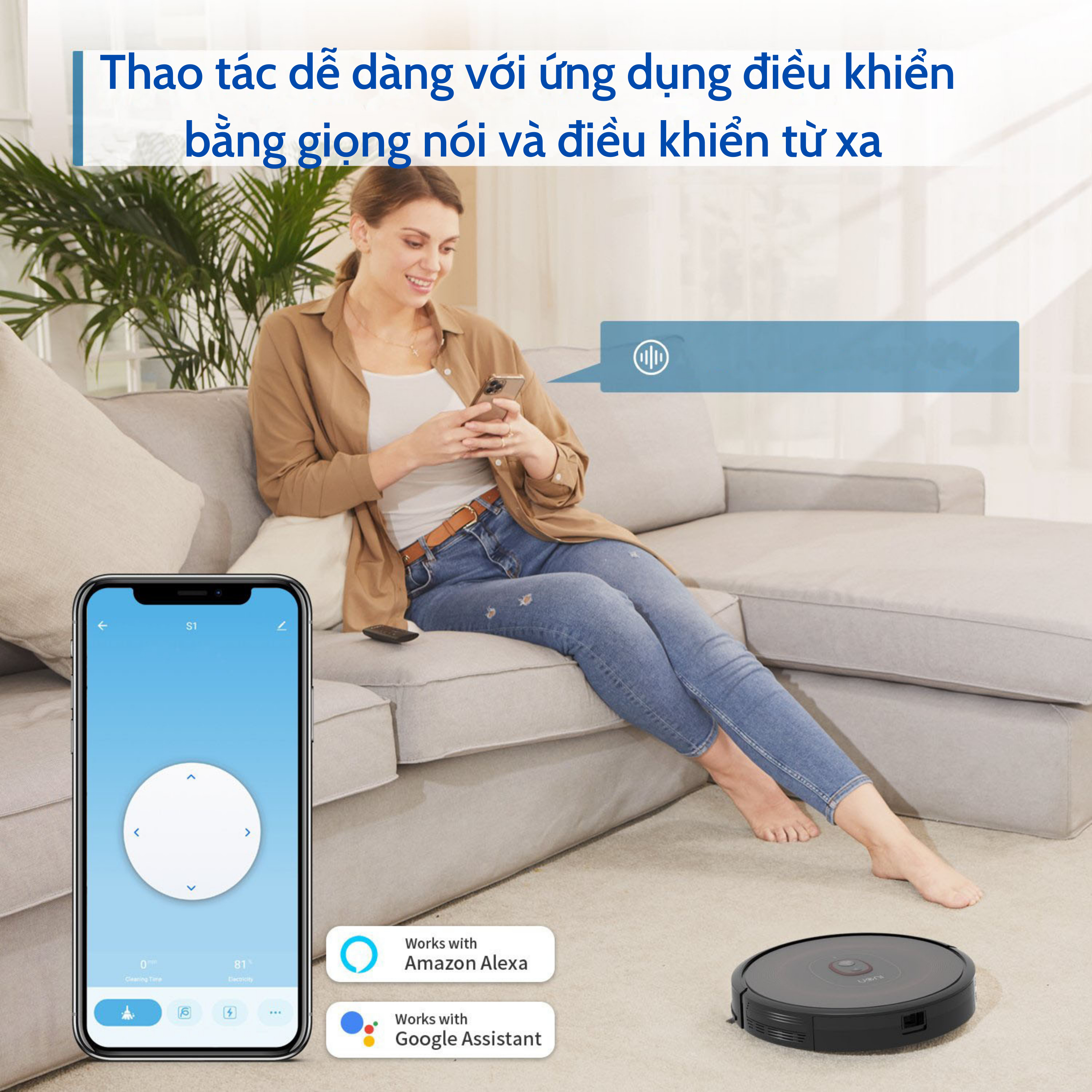 Robot hút bụi lau nhà thông minh thương hiệu Nhật Bản UONI S1 - Hàng chính hãng