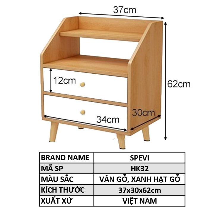 Kệ Tủ Đầu Giường Đẹp Mini FIVO Mã FT30 Phong Cách Châu Âu Sang Trọng, Gỗ MDF Phủ Melamine Chống Thấm Bề Mặt cực Tốt - Hàng chính hãng