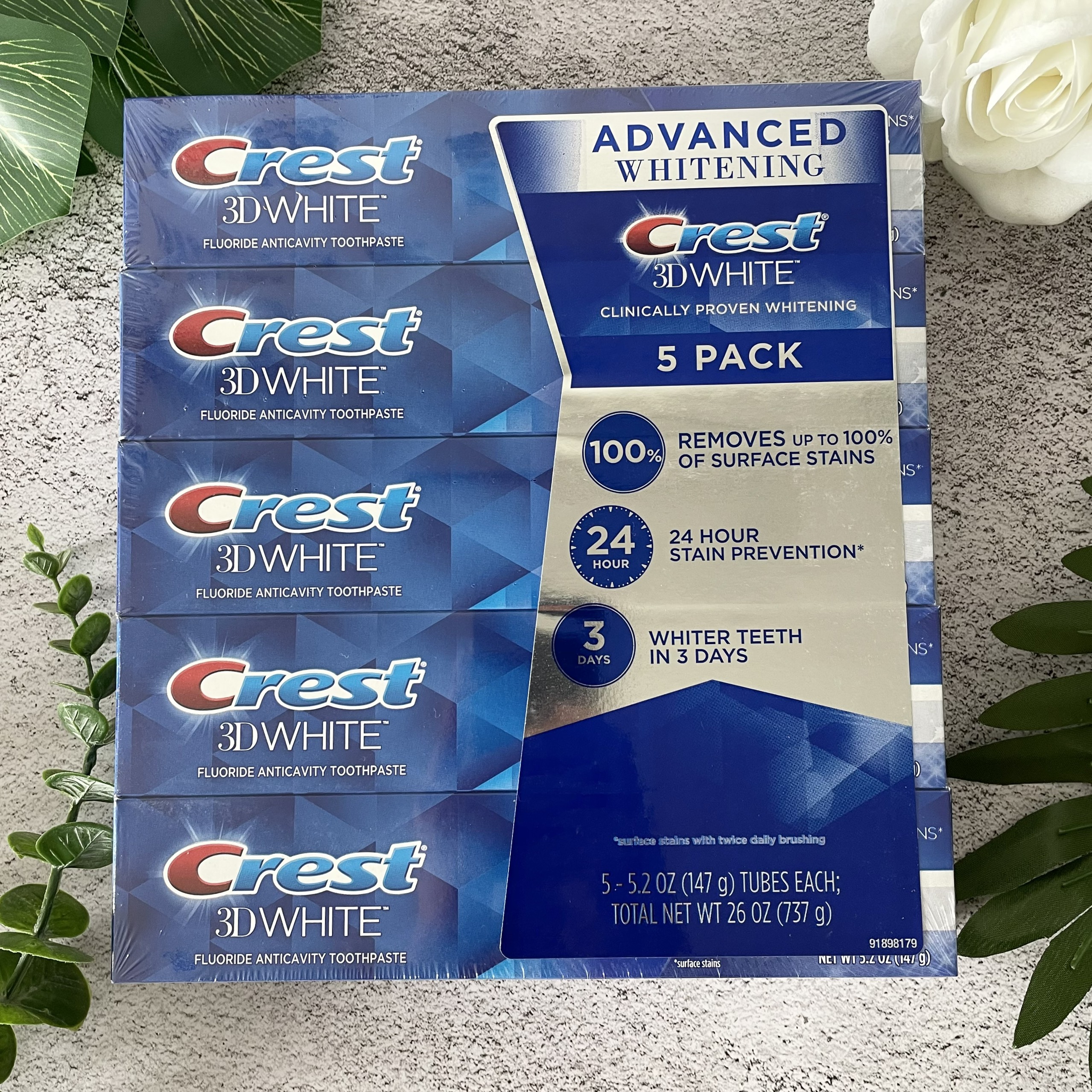 Set 5 Tuýp Kem Đánh Răng Crest 3D Advanced Whitening 147gx5 Nhập Mỹ