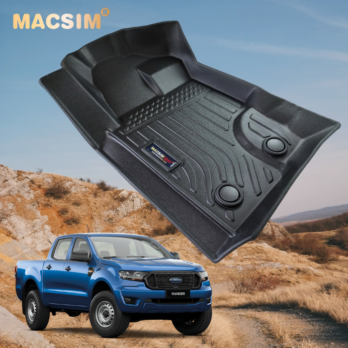 Hàng loại 2 Thảm lót sàn xe ô tô Ford Ranger/ Ford Raptor 2012-2021 Nhãn hiệu Macsim chất liệu nhựa TPE