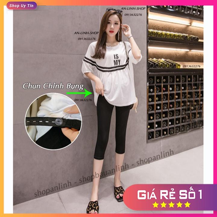 Quần bầu legging LỬNG trơn siêu đẹp co giãn thoải mái có chun chỉnh