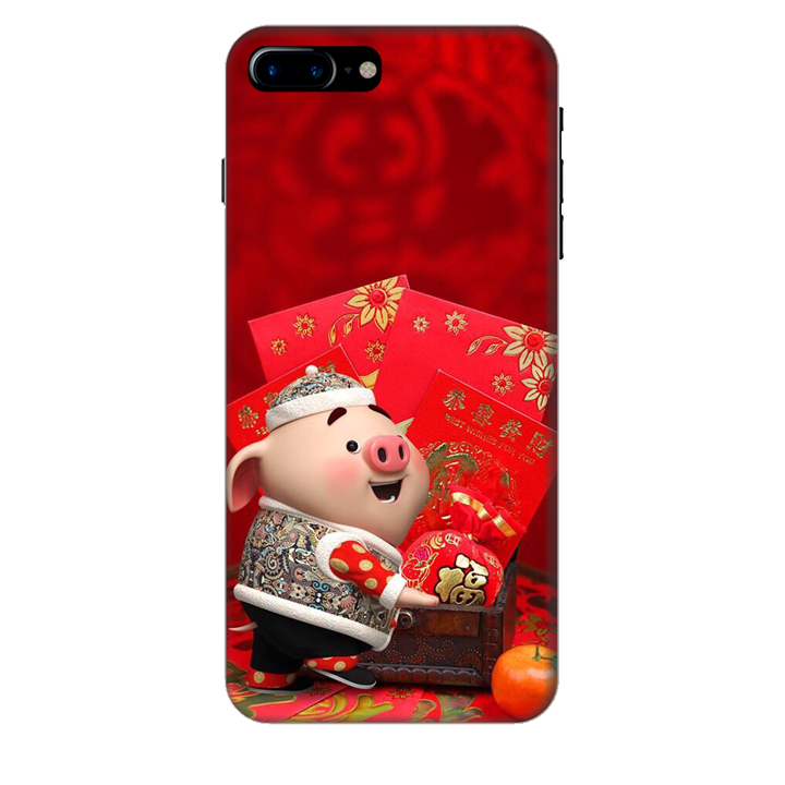 Ốp lưng nhựa cứng nhám dành cho iPhone 8 Plus in hình Heo Con Lì xì