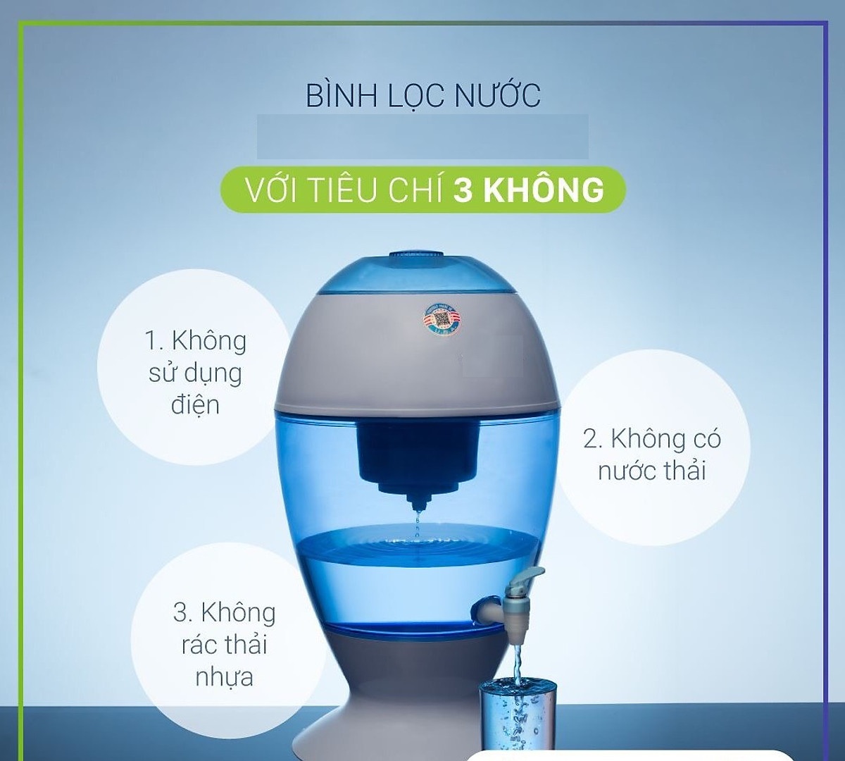 Bình Lọc Nước Ion Kiềm Kèm Lõi Lọc Chất Lượng Cao Của Mỹ