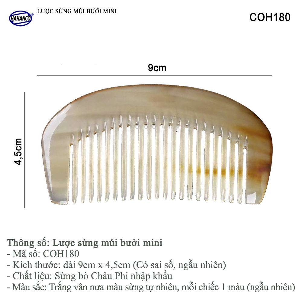 Lược sừng múi bưởi mini xuất Nhật (Size: XS - 9cm) COH180 - Chăm sóc tóc