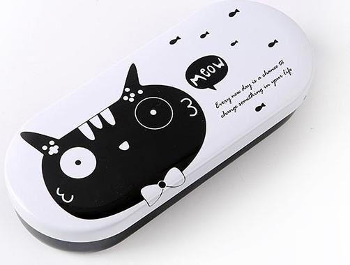 Hộp Đựng Kính Họa Tiết Mèo Thời Trang Phong Cách Hàn Quốc - Mèo Đen