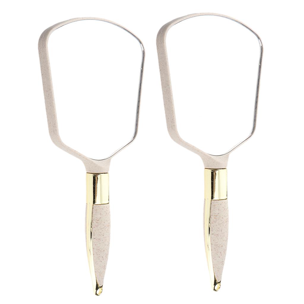 Cuticate 2 Chiếc Du Lịch Di Động Nhựa Trang Điểm Cầm Tay Đựng Mỹ Phẩm Vanity HD Tráng Gương Màu Be