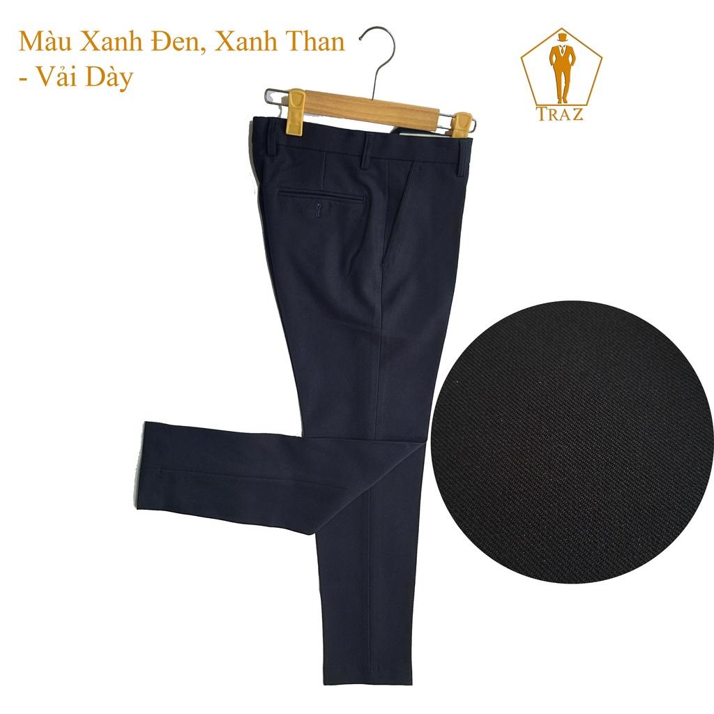 Quần Tây, Âu Nam Màu Xanh Đen, Than, Dáng Ôm Công Sở Vải Co Giãn Nhẹ Cao Cấp