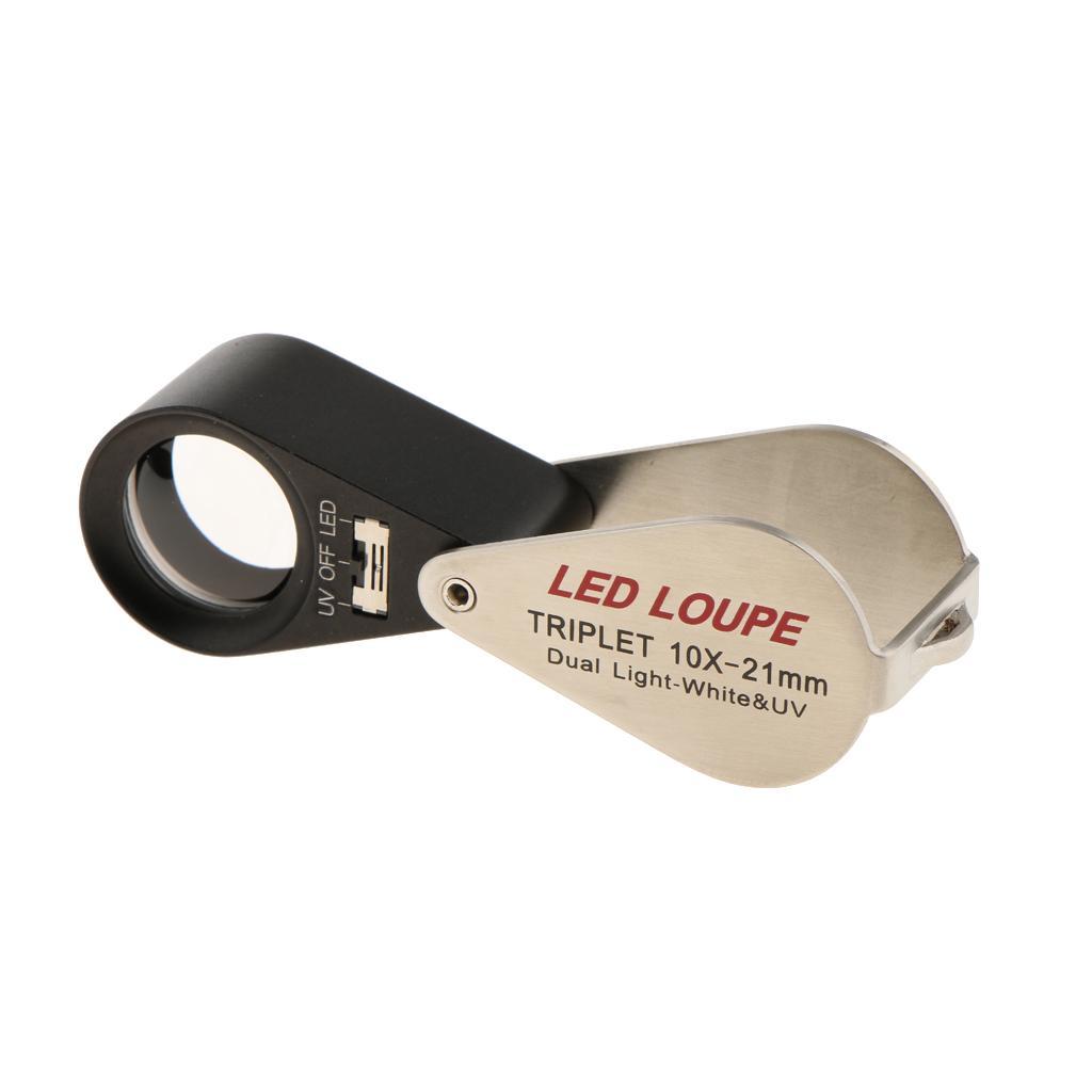 Glass Lens Jewelry  LED Light Magnification  Black 10X