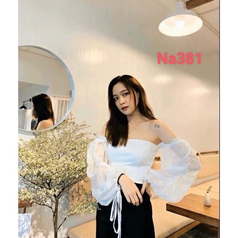 HOT HIT ÁO TRỄ VAI TAY PHỒNG CÚP NGỰC SẴN TRẮNG-ĐEN