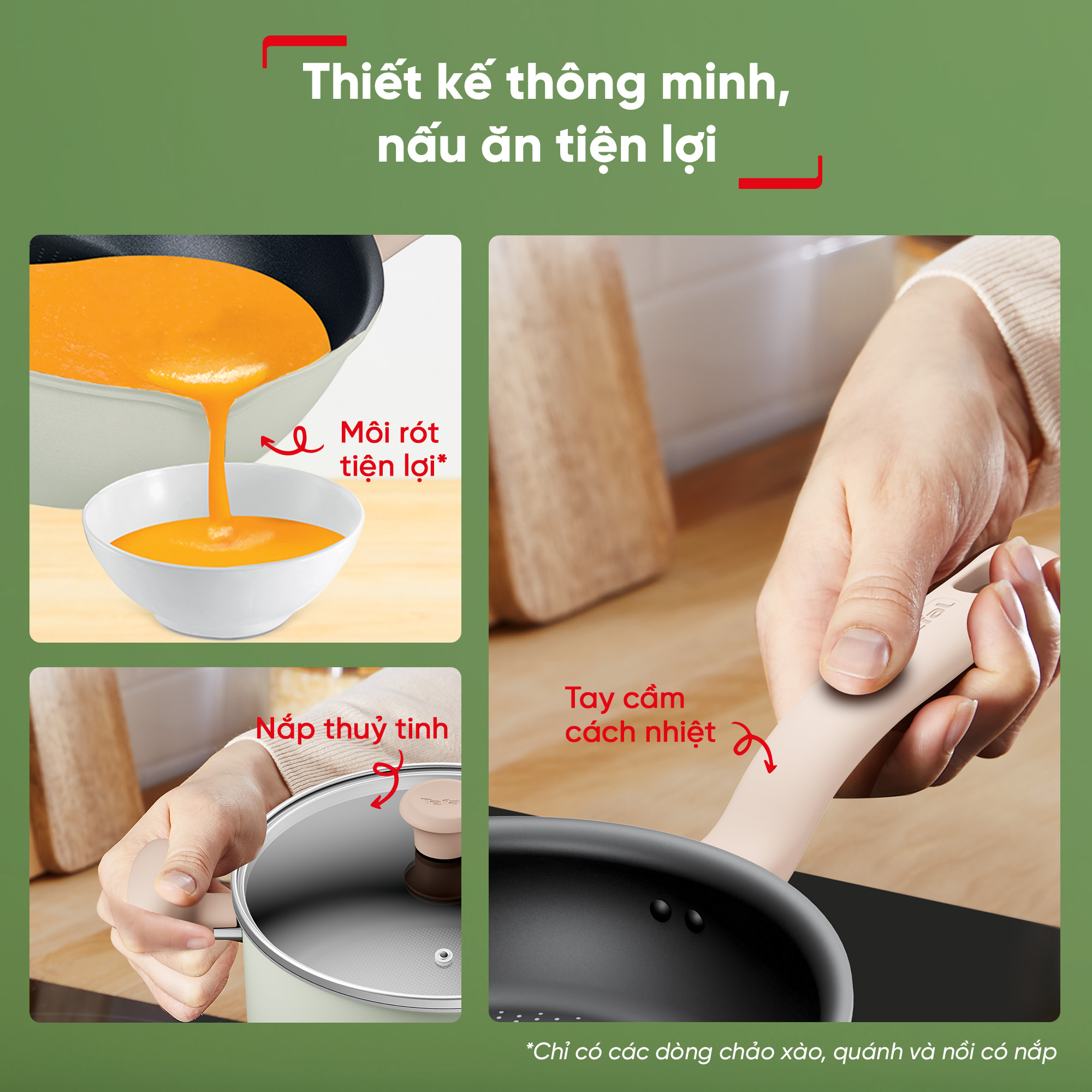 Bộ Nồi chảo chống dính đáy từ Tefal So Matcha (Combo 5 món - 2 món nhiều kích cỡ lựa chọn) - Hàng chính hãng