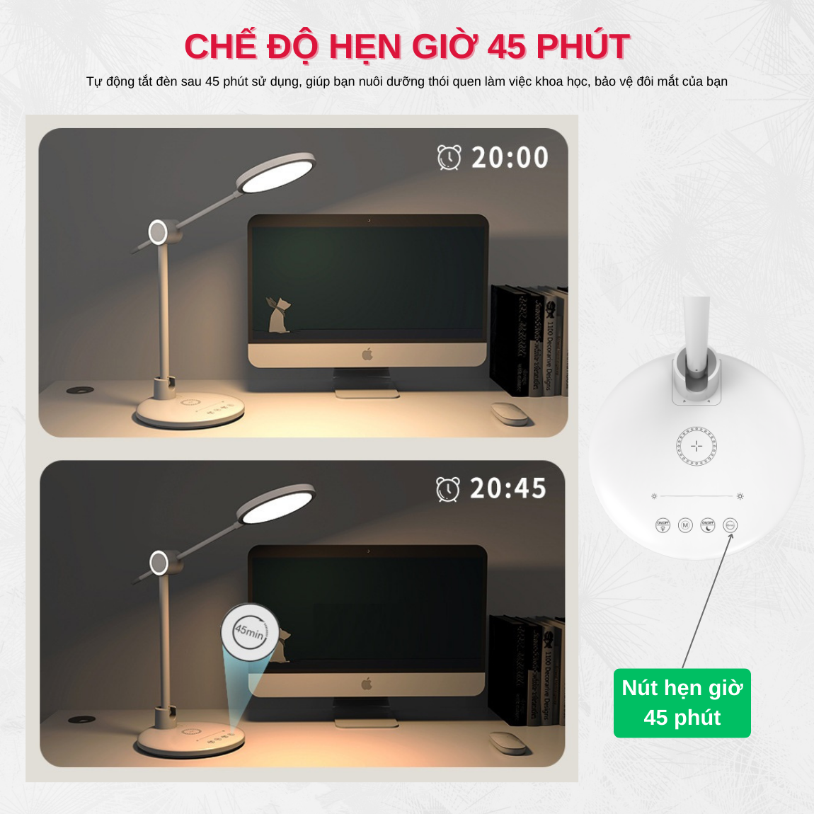 Đèn Bàn Học LED Cao Cấp Độ Sáng Cao Tích Hợp Sạc Không Dây Model TB-55S/SW - Hàng Chính Hãng Tamayoko