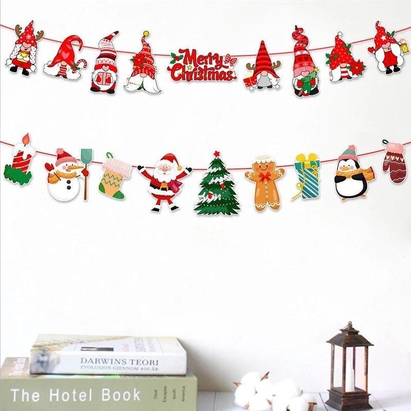 DÂY CỜ GIẤY TREO CHỮ MERRY CHRISTMAS PHỤ KIỆN TREO TRANG TRÍ NOEL NGÀY LỄ GIÁNG SINH