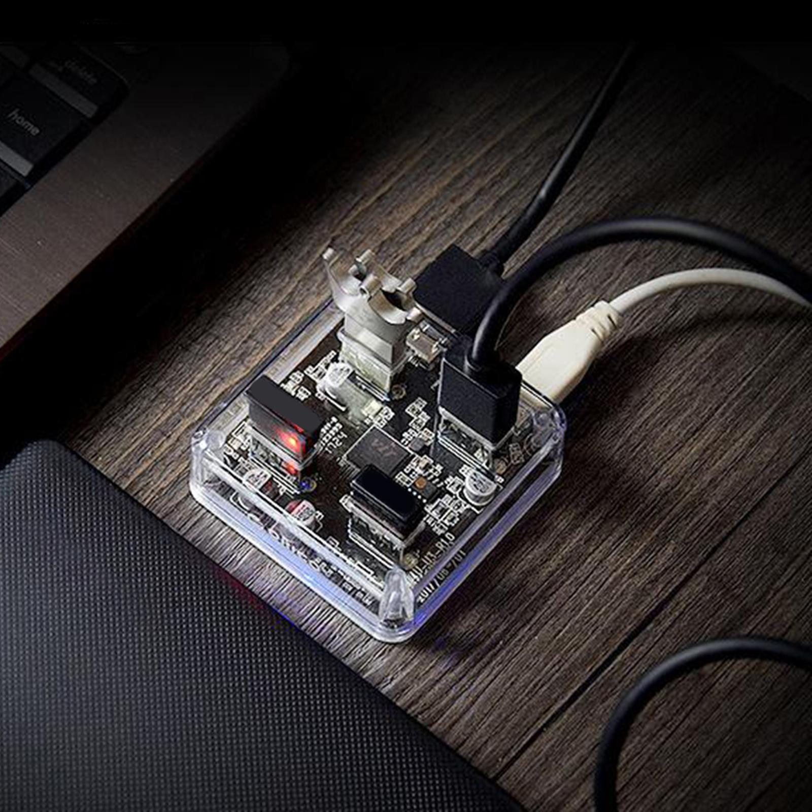 Transparent Frame HUB 4 Ports USB3.0 Adapter Splitter, Easy to Use and Carry,Portable Dongle