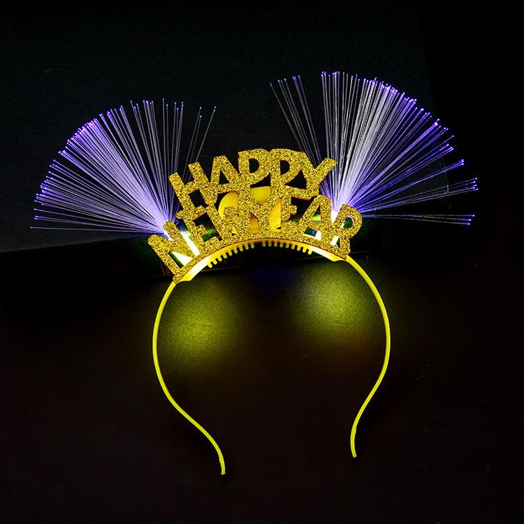 5 mảnh nhấp nháy tóc chín 2020 Băng đô năm mới với đèn LED vương miện Tiara LUMDRESS