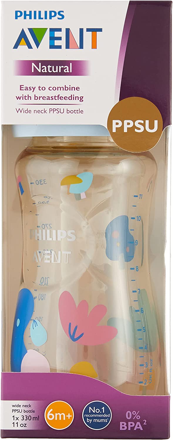 Philips Avent Bình sữa PPSU thiết kế tự nhiên 330ml cho bé từ 6 tháng tuổi SCF583/10